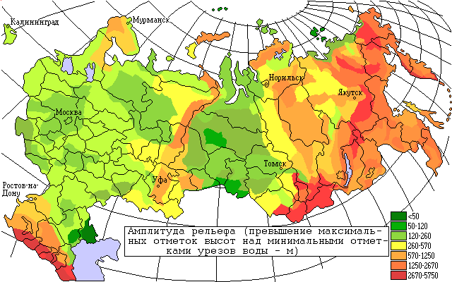 Карта высот рф